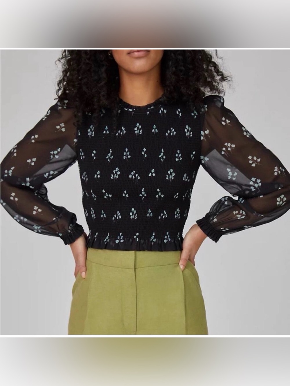 Aritzia Wilfred Tempest Smocked Blouse sz Small
